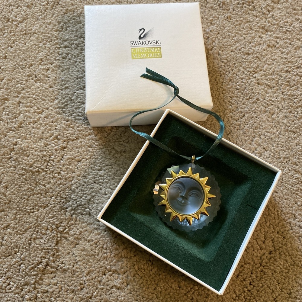 SWAROVSKI CHRISTMAS MEMORIES CRYSTAL SUN STAR ORNAMENT IN BOX VINTAGE 90's